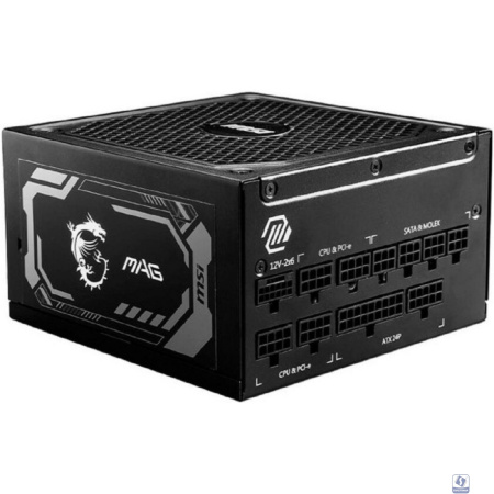 Блок питания ПК/ Power Supply MSI MAG A1000GL PCIE5, 1000W 80+ Gold (ATX, 3.1, PCIe 5.1, Full modular, 1x24(20+4)pin, 2xCPU 8(4+4)pin, 4xPCIe*2 8(6+2)pin, 1x12V-2x6, 12xSATA3, 4xMOLEX4pin, Active, 135