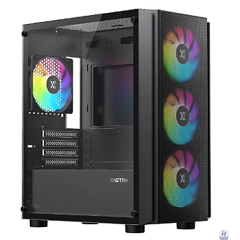 XASTRA Корпус A402M 4ARGB Black mATX/Mesh/full-size TG/ 4x120mm ARGB PWM fans/ A402M-4FC12A-BK