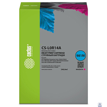 Картридж струйный Cactus CS-L0R14A 981Y пурпурный (240мл) для HP PageWide Enterprise Color 556dn/556xh/Flow MFP586z