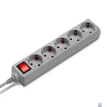BURO Сетевой фильтр, 5 розеток, 5 метров, (500SL-5-G), серый (пакет ПЭ) 