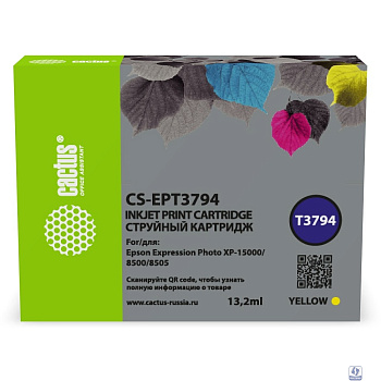 Картридж струйный Cactus CS-EPT3794 378XL желтый для Epson Expression Photo XP-8500/XP-8505/XP-8600