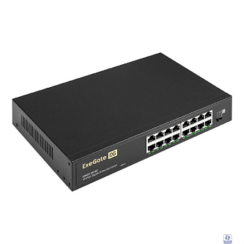 Exegate EX298695RUS Коммутатор неуправляемый ExeGate EDGS-1016D (16-портовый гигабитный UTP 10/100/1000 Base-T, металлический корпус, с возможностью установки в стойку, с функцией энергосбережения (EE