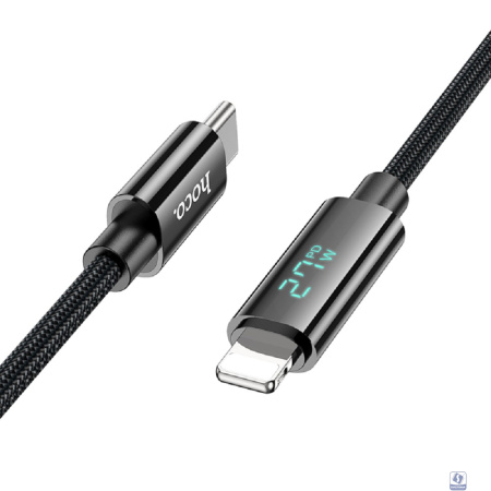 HOCO Кабель USB2.0 Hoco Type-C/Lightning, 2.4А, 27Вт, с дисплеем, U125, 1.2м, черный, коробка