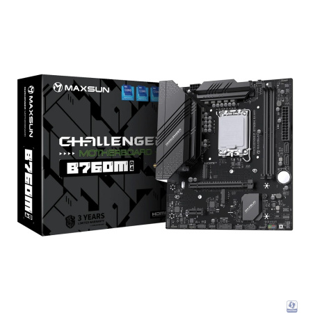 MAXSUN MS-Challenger B760M D4 WIFI (Socket 1700, mATX, 2*DDR4(64b), DP/HDMI, 3*SATA3, 2*M.2, 1xPCI-E x16 /1xPCI-E x1, 2*USB 2.0, 4*USB 3.2 GEN1, LAN 1*1G,  Bluetooth 5.2, Wi-Fi 802.11ax, RTL)