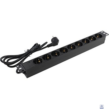 Exegate EX280848RUS Блок розеток ExeGate ServerPro PDU-19H902 Al-9S-EU1.8, 19",1U,алюм, 9Schuko, евровилка, 1.8м