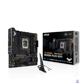ASUS TUF GAMING B660M-PLUS WIFI (Socket 1700, mATX, 4xDDR5(128GB), DP/HDMI, 1xPCIe 5.0x16/1xPCIe 3.0x16/1xPCIe 4.0, 1xLAN (2.5GbE), 4xSATA 6Gb/s, 2xM.2, 1xType-C, 5xUSB 3.2, 2xUSB 2.0)