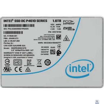 Intel SSD DC P4610 Series (1.6TB, 2.5in PCIe 3.1 x4, 3D2, TLC) SSDPE2KE016T801