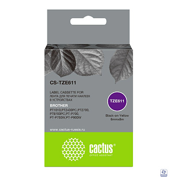 Картридж ленточный Cactus CS-TZE611 черный для Brother 1010/1280/1280VP/2700VP