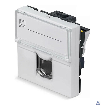 Cabeus KJ-RJ45-Cat.6a-180T-FP-L-45 Keystone Jack RJ-45(8P8C), 180 градусов, категория 6a, безинструментный монтаж, вставка Mosaic (арт.076574)