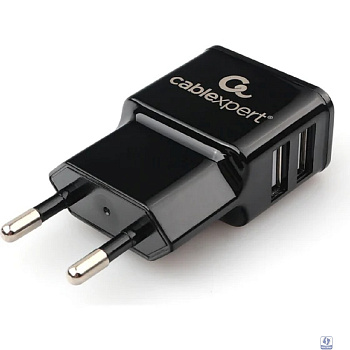 Cablexpert Адаптер питания 100/220V - 5V USB 2 порта, 2.1A, черный (MP3A-PC-12)