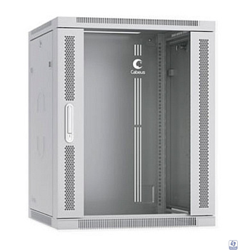 Cabeus SH-05F-15U60/60-R Шкаф телекоммуникационный настенный разобранный 19" 15U 600x600x769mm (ШхГхВ) дверь стекло, цвет серый (RAL 7035)