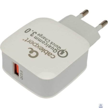 Cablexpert Зарядное устройство MP3A-PC-40 18Вт, 3А, QC3.0, 1xUSB, белый, пакет