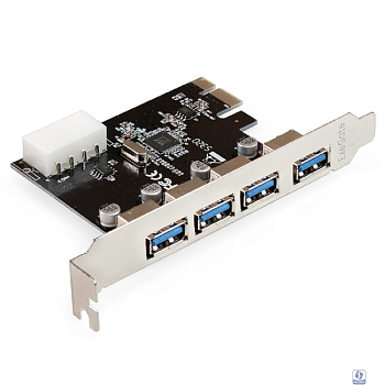 Exegate EX298943RUS Контроллер ExeGate EXE-314 v2.0 (PCI-E x1 v2.0, 4*USB3.0 ext., разъем доп.питания Molex, VIA Labs Chipset VL805)