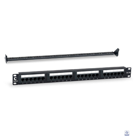 Cabeus PL-24-Cat.5e-Dual IDC Патч-панель 19" (1U), 24 порта RJ-45, категория 5e, Dual IDC, с задним кабельным  организатором