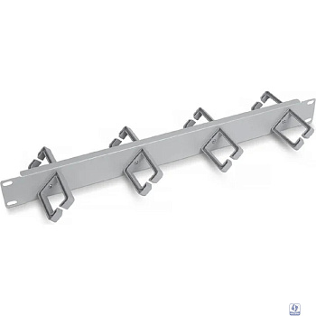 Cabeus JB08-1U-45-GY Кабельный органайзер горизонтальный 19" 1U двухсторонний, 8 пластиковых колец под углом 45 градусов