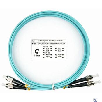 Cabeus FOP-50-FC-ST-2m Шнур оптический duplex FC-ST 50/125 mm OM3 2м LSZH