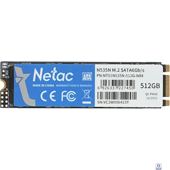 Netac 512GB M.2 2280 SATA3 N535N 3D NAND SSD, R/W up to 540/490MB/s [NT01N535N-512G-N8X]