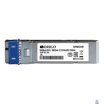 ORIGO OFM331R/20KM/A1A WDM SFP-трансивер, 1000Base-BX-U (Simplex LC), Tx: 1310нм, Rx: 1550нм, одномод, до 20км