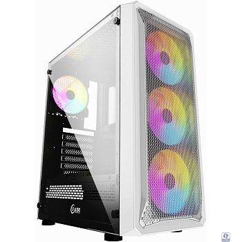 Powercase CMIZW-L4 Mistral Z4 White, Tempered Glass, Mesh, 4x 120mm 5-color LED fan, белый, ATX