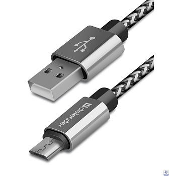 Defender USB кабель USB08-03T PRO USB2.0 Белый, AM-MicroBM, 1m, 2.1A (87803)