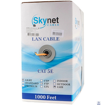 SkyNet Кабель Light FTP нг-LSZH 4x2x0,46, низкое дымовыделение, нулевое содержание галогенов, медный, FLUKE TEST, кат.5e, однож., 305 м, box, оранжевый [CSL-FTP-LSZH-4-CU]