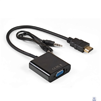 Exegate EX297588RUS Кабель-переходник HDMI-VGA ExeGate EX-HDMIM-VGAF-3.5JackS-0.3 (19M/15F, 0,3м + аудио 3.5mm Jack M 0,5м) Преобразователь цифрового HDMI сигнала в VGA видео и стерео-аудио