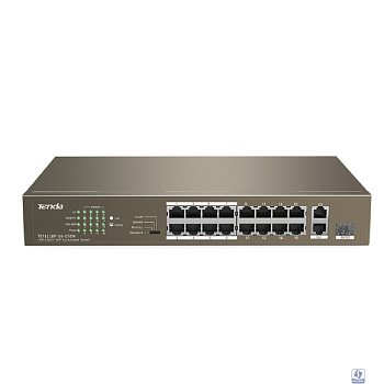 TENDA TEF1118P-16-150W Коммутатор в стойку 16-Ports 10/100 Base-TX + 2-Ports 10/100/1000 Base-T + 1-Port 1000 Base-X SFP 16-Ports PoE(PoE бюджет 130W)