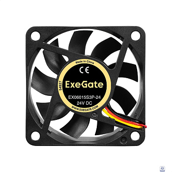 Exegate EX297075RUS Вентилятор 24В DC ExeGate EX06015S3P-24 (60x60x15 мм, Sleeve bearing (подшипник скольжения), 3pin, 4800RMP, 34,1dBA)
