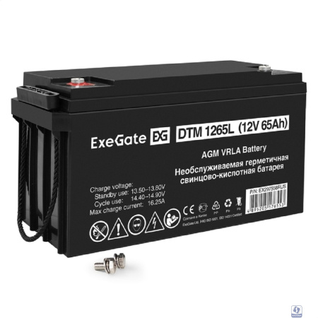 Exegate EX297558RUS Аккумуляторная батарея ExeGate DTM 1265L (12V 65Ah, болт М6)