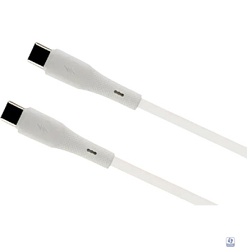 PERFEO Кабель USB C вилка - C вилка, 60W, белый, силикон, длина 1 м., ELASTIC (C1106)