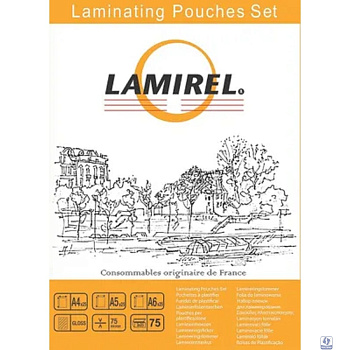 Lamirel Пленка для ламинирования LA-78787(01) (набор А4, A5, A6 по 25 шт., 75 мкм, 75 шт. в уп.)
