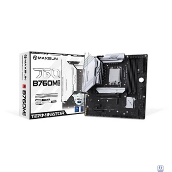 MAXSUN MS-Terminator B760M D5 WiFi V1/V2 (Socket 1700, mATX, 4*DDR5, DP/HDMI, 4xSATA3, 3*M.2,xPCI-E x16 /1xPCI-E x1, 6*USB 2.0, 2*USB 3.2 Gen1, LAN 1*2.5G, Bluetooth, Wi-Fi 802.11ax, RTL)