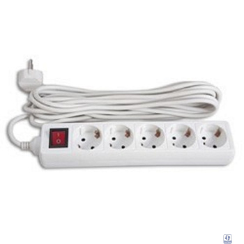 BURO Сетевой удлинитель 5 розеток, 3 метра, (BU-PS5.3/W), белый (пакет ПЭ) 
