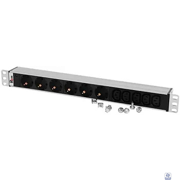 REM Блок розеток Rem-10 без шнура с инд., 6 Schuko, 5 IEC 60320 C13, вход IEC 60320 C14, 10A, алюм., 19" (R-10-6S-5C13-I-440-Z)
