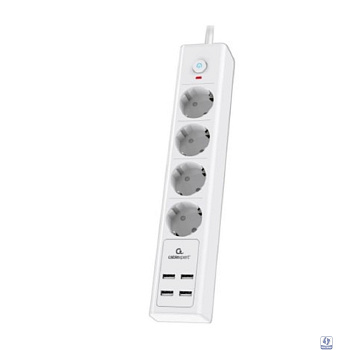 Cablexpert Сетевой фильтр Exnovo EXN-4-U4-W-2 (4р, 16А, 4 х USB, 3.4A, 2м, ур.защиты 4+) белый, коробка