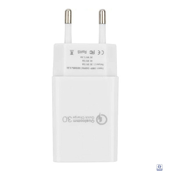 Cablexpert Адаптер питания, Qualcomm QC 3.0 , 100/220V - 1 USB порт 5/9/12V, белый (MP3A-PC-16)