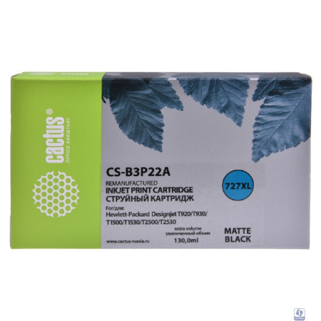 B3P22A  CACTUS Картридж №727 для HP DJ T920/T1500/T2530, черный матовый (130мл)