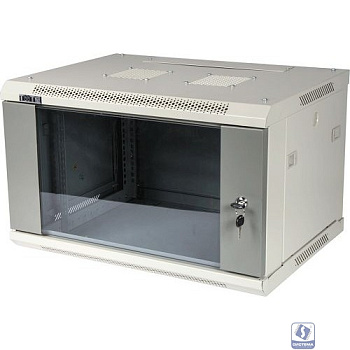 Шкаф настенный LANMASTER серии Pro, 6U 600x600, стеклянная дверь (TWT-CBWPG-6U-6x6-GY)