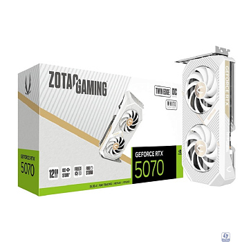 Видеокарта ZOTAC GAMING GeForce RTX 5070 Twin Edge OC White Edition 12Gb DDR7 192 bit  2165 /2542  MHz  3*DP/HDMI 2*FAN (ZT-B50700Q-10P) RTL