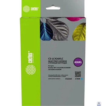 Картридж струйный Cactus CS-LC426XLC голубой (54мл) для Brother MFC-J4335DW/J4340DW/J4535DW/J4540DW