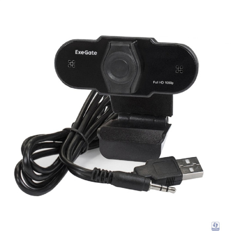 Exegate EX287387RUS Веб-камера ExeGate BlackView C615 FullHD (матрица 1/3" 2 Мп, 1920х1080, 1080P, 30fps, 4-линзовый объектив, шторка, USB, фиксированный фокус, микрофон с шумоподавлением, универсальн