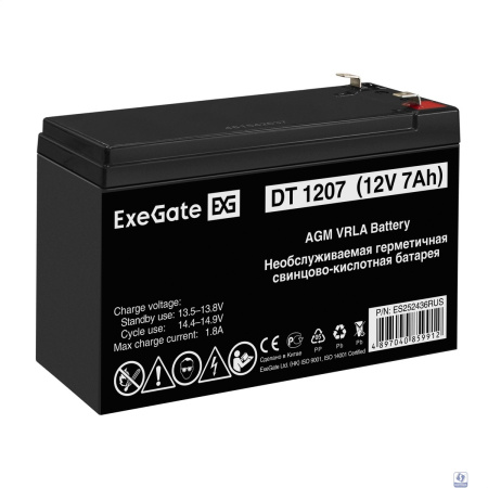 Exegate ES252436RUS Аккумуляторная батарея DT 1207/EXS1270 (12V 7Ah, клеммы F1)