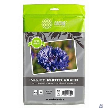 Cactus CS-MA410050ED Фотобумага A4/100г/м2/50л./белый матовое для струйной печати