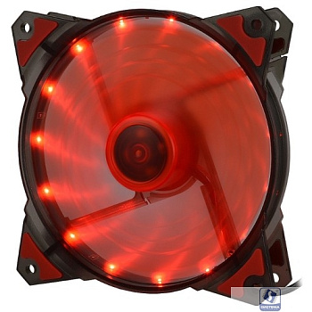CROWN Вентилятор для компьютерного корпуса CMCF-12025S-1220 (120*120*25мм;Красный 16LED;1500 об/мин;35CFM;20Дб;Подшипник скольжения;3pin+MOLEX(папа-мама) 40+10см)