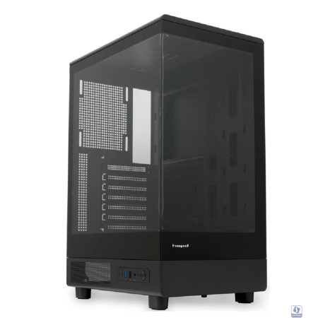 Case HSPD F510, Panoramic Mid Tower, Black, TG, 0.5 SPCC, no fans ATX, mATX, mITX 180/280/160mm 1x2.5", 1x3.5", 7xPCI 1xUSB-A 3.0, 1xUSB-A 1.0 356x218x467mm