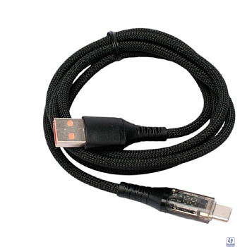 Cablexpert Кабель USB2.0, AM/Type-C, 6A, 66Вт, QC3.0, дисплей, оплетка, медь, 1м, черный (CCP-USB2-AMCM-SCR-1M)