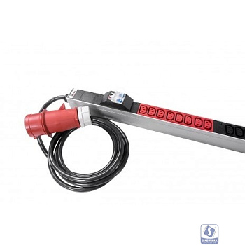 REM Верт блок розеток, мониторинг, измерение, 3 фазы 16А, 36C13, 1420 мм, вх IEC 309, шнур 3м R-MC8-3x16-36C13-MI-1420-3-3PN