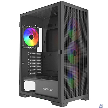 Powercase Mistral B415, Tempered Glass, 4x 120mm ARGB PWM Fans, чёрный, ATX  (CMAB415-A4)