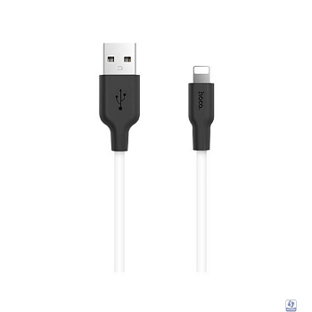 HOCO Кабель USB2.0 Hoco AM/Lightning, 2.4А, силиконовая оплетка, X21, 1м, бело-черный, коробка
