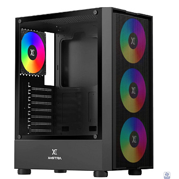XASTRA Корпус A301 4FRGB  Black ATX/Mesh/ tempered glass / 4x 120mm FC120-FRGB fans/ A301-BK-FC120FRGB-4F-GL